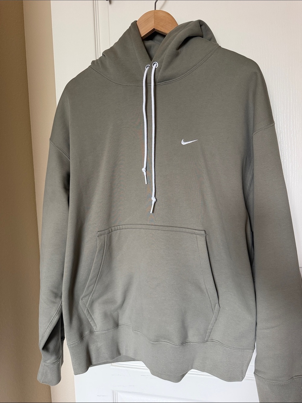 Nike Olive Green Pullover Hoodie with White Swoosh